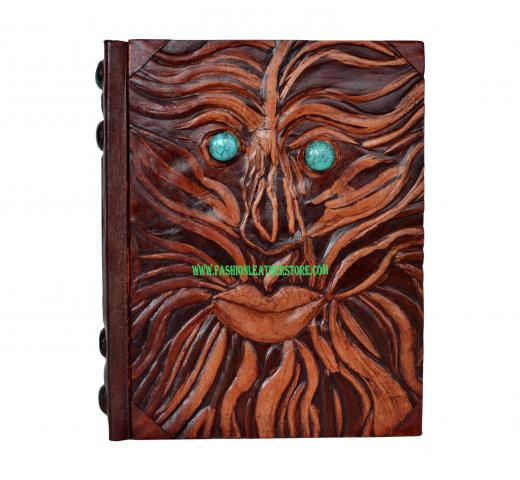 Skull Handmade Leather Journal Antique Styl Blank Book Of Shadows Embossed Diary Stone Eyes Dairy